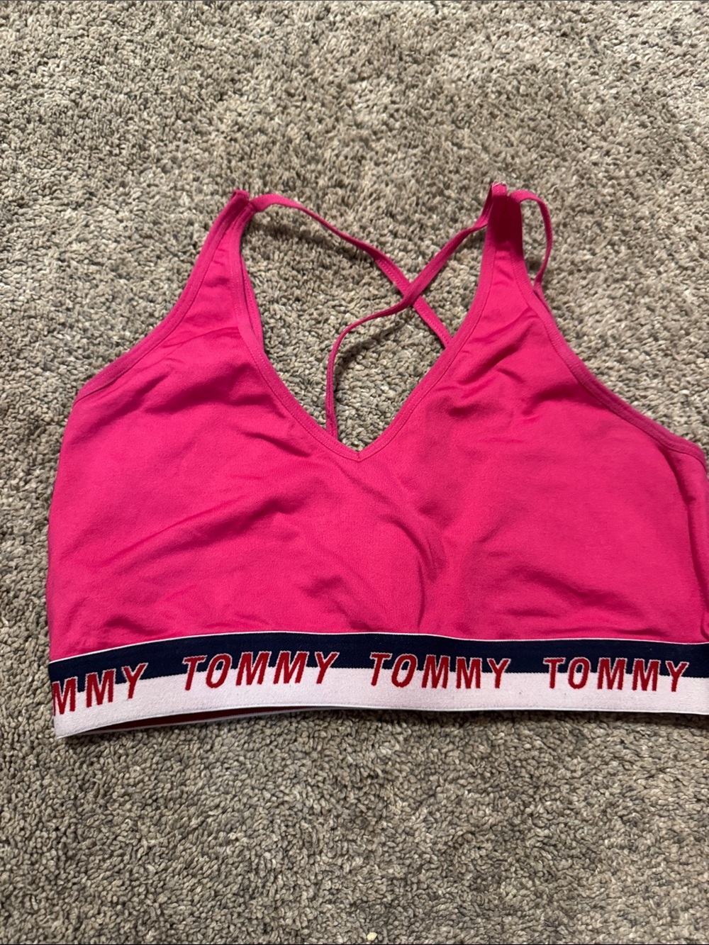 Tommy Hilfiger Hot Pink Sports Bralette with Logo Band